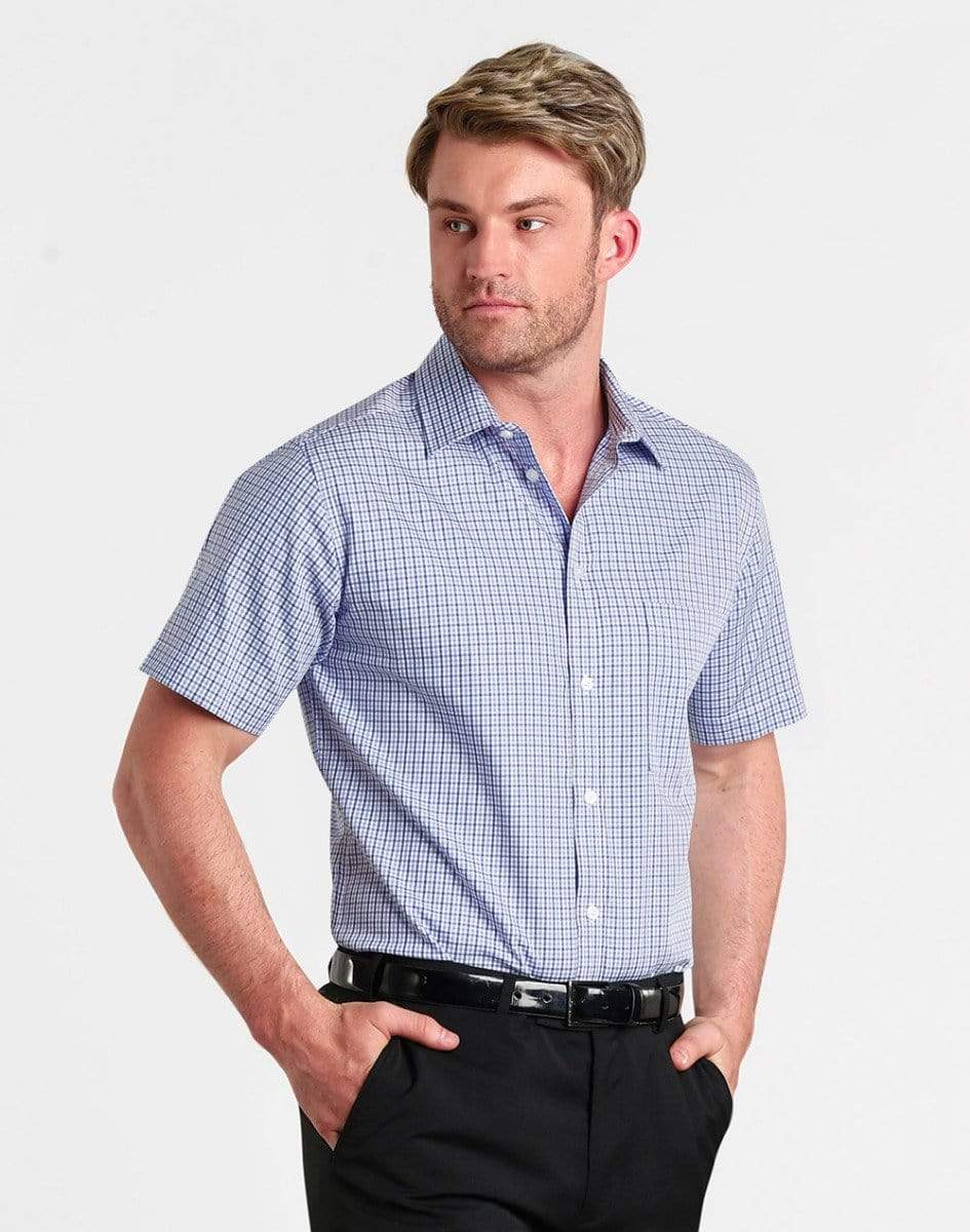Benchmark Corporate Wear BENCHMARK Men’s Two Tone Gingham Short Sleeve Shirt M7320S